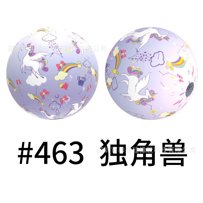 Wholesale 50pcs 16mm Colorful Silicone Water Transfer Beads Print Silicone Beads